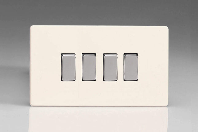 Varilight XDY9S.PD Screwless Primed 4 Gang 10A 1 or 2 Way Rocker Light Switch