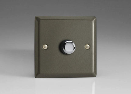 Varilight 1-Gang 2-Way Push-On/Off Rotary LED Dimmer 1 x 0-100W (Max 10 LEDs) Graphite JPP401