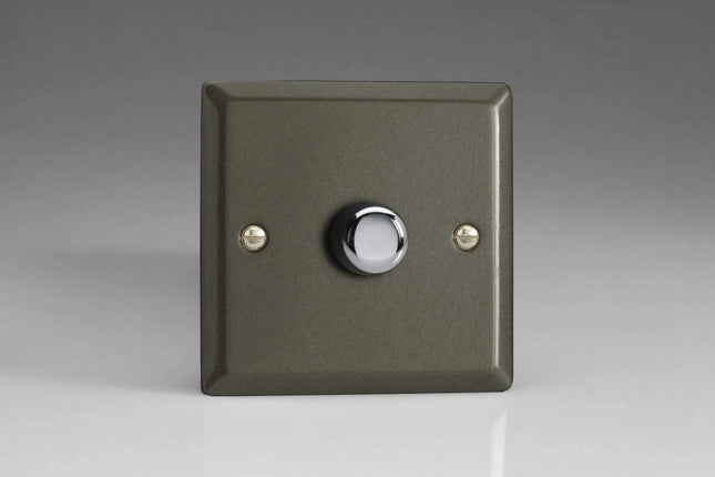 Varilight 1-Gang 2-Way Push-On/Off Rotary LED Dimmer 1 x 0-100W (Max 10 LEDs) Graphite JPP401