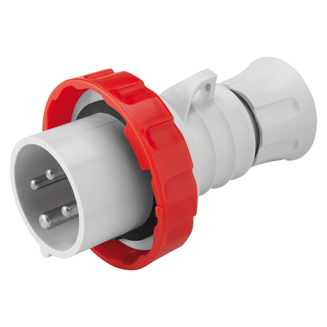 Gewiss GW60030H Low Voltage Screw Wiring Straight Plug, High Performance, IP66/IP67/IP68/IP69, 6 Reference, 3P+E Pole, 380V-415V, 16 A, 50 Hz/60 Hz, Red