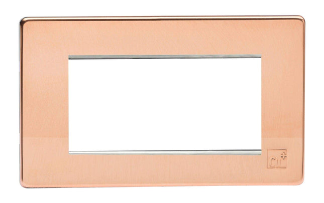 Varilight XDYG4S.AC Screwless Antimicrobial Copper DataGrid Twin Plate (4 Grid Spaces)