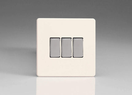Varilight Primed Ready to Paint Flat Plate Screwless 3 Gang 2-Way 10 Amp Light Switch