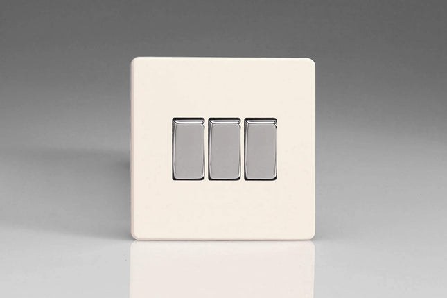 Varilight Primed Ready to Paint Flat Plate Screwless 3 Gang 2-Way 10 Amp Light Switch