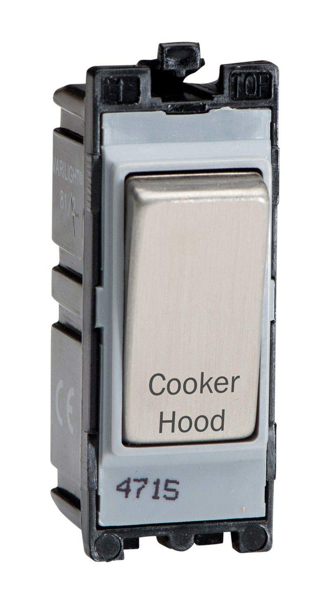 Varilight Engraved 20A 1-Way Double Pole Switch 'Cooker Hood' PowerGrid Steel G201DS.CH