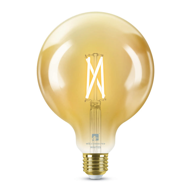 4lite Smart Wiz Connected LED Bulb Globe Amber Filament G125 E27 Screw Fitting WiFi/Bluetooth Tuneable White & Dimmable 7w 640lm