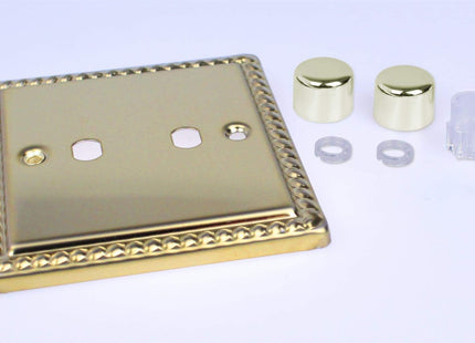 Varilight Classic Georgian Brass 2-Gang Rotary Dimmer Matrix Kit