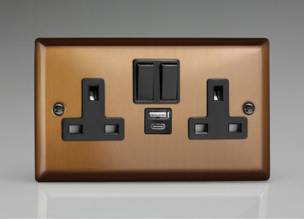 Varilight Double Socket With 20W Shared Usb A & C Charging Ports