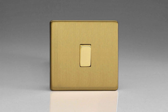 Varilight XDBBP1S Screwless Brushed Brass 1-Gang 6A 1-Way Push Retractive Momentary Switch