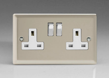 Varilight XN5DW 13A Switched Socket 2-Gang White Satin