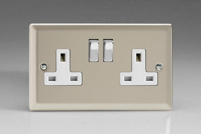 Varilight XN5DW 13A Switched Socket 2-Gang White Satin