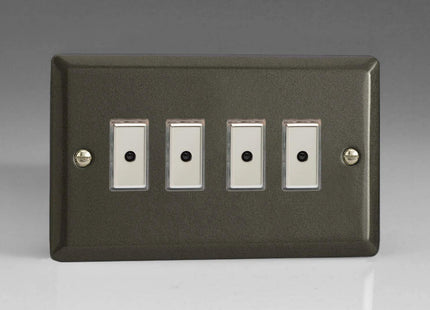 Varilight 4-Gang 1-Way Remote/Tactile Touch Control Master LED Dimmer 4 x 0-100W (Max 10 LEDs) Graphite JPE104