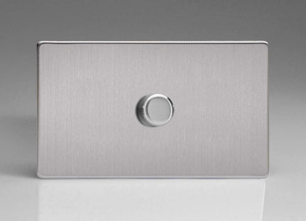 Varilight 1-Gang 1 or 2W 1500W/VA IQ Dimmer Dimension Screwless Matt Chrome IDSDP1501S