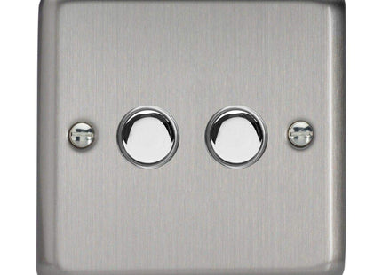 Varilight 2-Gang 6A 1-Way Push-to-Make Momentary Switch Matt Chrome XSM2