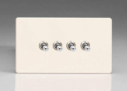 Varilight Primed Ready to Paint Flat Plate Screwless 4 Gang 10 Amp Toggle Switch