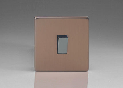 Varilight Flat Plate Screwless Brushed Bronze 1-Gang 2-Way 10 Amp Light Switch