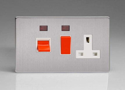 Varilight XDS45PNWS Cooker Switch 45A & Socket White Pearl Nickel