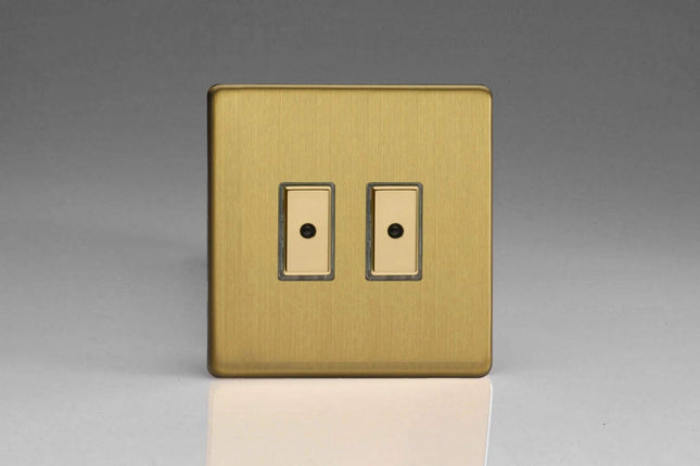 Varilight Eclique 2 2-Gang 1-Way Remote/Tactile Touch Control Master LED Dimmer Light Switch 2 x 0-100W (Max 10 LEDs) Brushed Brass JDBE102S