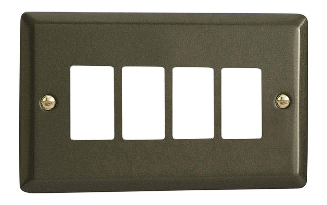 Varilight XPPGY4 Classic Graphite 4 Gang PowerGrid Plate (Twin Plate)