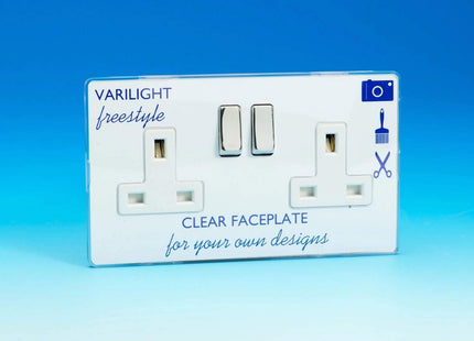 Varilight 2-Gang 13A Double Pole Switched Plug Socket with Metal Rockers XIF5CW