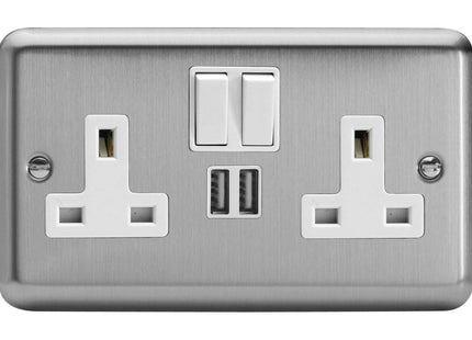 Varilight XS5U2SW 13A Socket 2-Gang With USB White