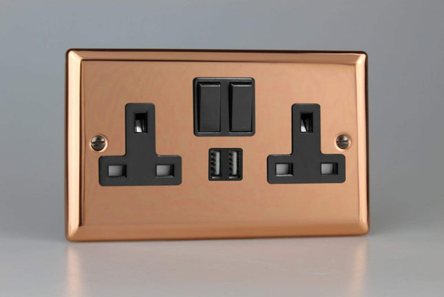 Varilight SKT SW 2-Gang 13A +2 USB