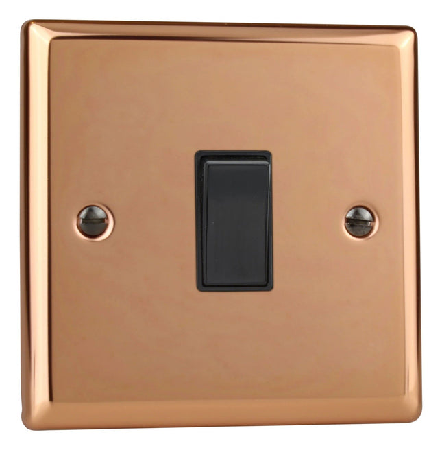 Varilight XY20B.CU Double Pole Switch 20 Amp Polished Copper (Black Insert)