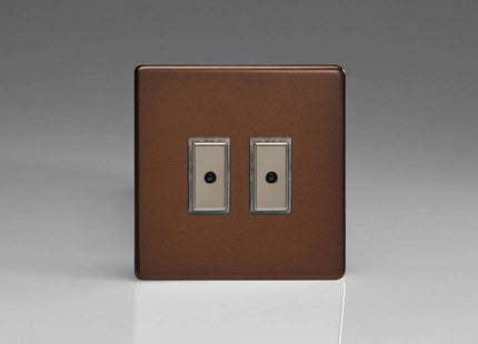 Varilight Eclique 2 2-Gang 1-Way Remote/Tactile Touch Control Master LED Dimmer Light Switch 2 x 0-100W (Max 10 LEDs) Mocha JDME102S