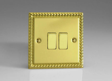 Varilight 2-Gang, One Gang Intermediate and One Gang 1 or 2 Way 10 Amp Switch Georgian Brass XG71D