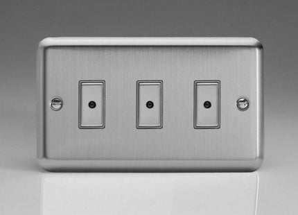 Varilight 3-Gang 1-Way Remote/Tactile Touch Control Master LED Dimmer Light Switch 3 x 0-100W (Max 10 LEDs) Matt Chrome JSE103