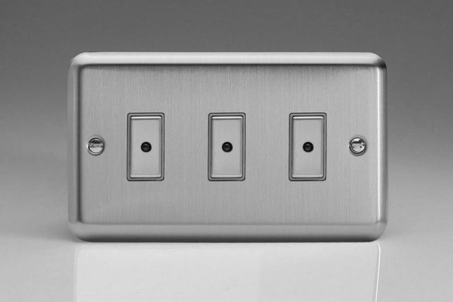 Varilight 3-Gang 1-Way Remote/Tactile Touch Control Master LED Dimmer Light Switch 3 x 0-100W (Max 10 LEDs) Matt Chrome JSE103