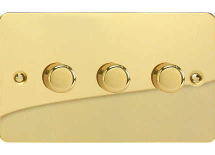Varilight V-Pro Ultra Flat Polished Brass 2-Gang LED Trailing Edge Dimmer Switch 1 or 2 Way