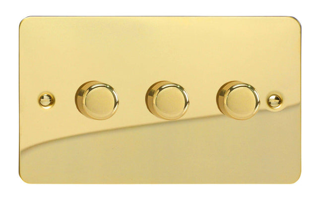 Varilight V-Pro Ultra Flat Polished Brass 2-Gang LED Trailing Edge Dimmer Switch 1 or 2 Way