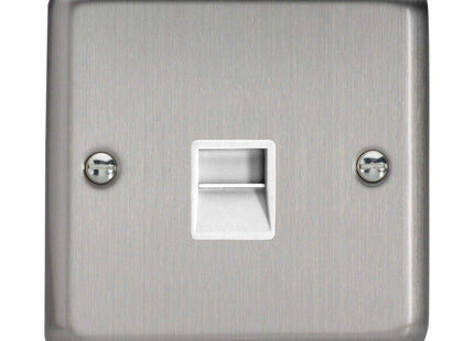 Varilight 1-Gang Telephone Slave Socket Matt Chrome XSTSW