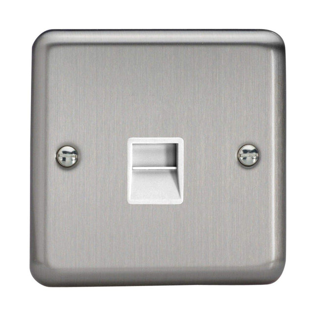 Varilight 1-Gang Telephone Slave Socket Matt Chrome XSTSW