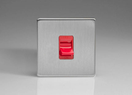 Varilight XDS45SS Screwless Brushed Steel 45A DP Cooker Switch Single Plate