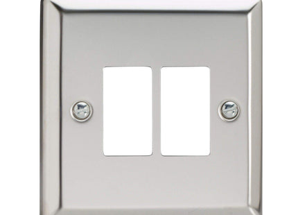 Varilight XCPGY2 Classic Mirror Chrome 2-Gang Grid Plate (Single Plate)