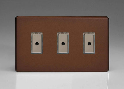 Varilight Eclique 2 3-Gang 1-Way Remote/Tactile Touch Control Master LED Dimmer Light Switch 3 x 0-100W (Max 10 LEDs) Mocha JDME103S
