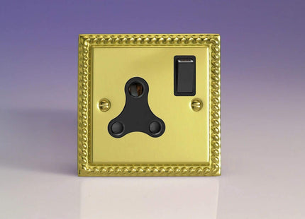 Varilight 1-Gang 15A Round Pin Plug Socket Georgian Brass XGRP15AB