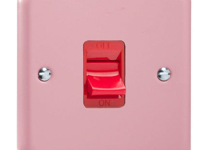 Varilight 45A Cooker Switch (Single Plate, Red Rocker) Rose Pink XY45S.RP