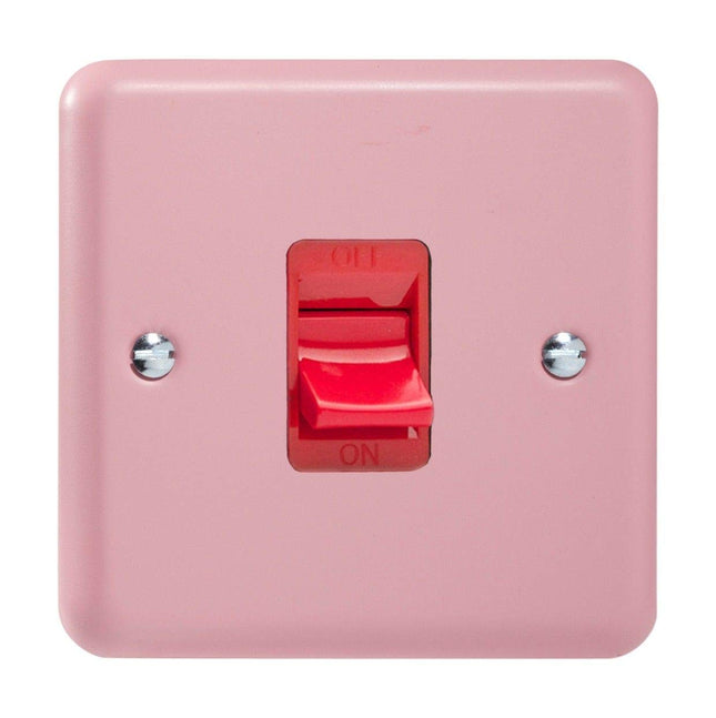 Varilight 45A Cooker Switch (Single Plate, Red Rocker) Rose Pink XY45S.RP