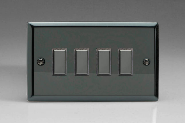 Varilight 4-Gang Tactile Touch Control Dimming Light Switch Slave for use with Eclique2 Master on 2-Way Circuits (Twin Plate) Iridium JIES004