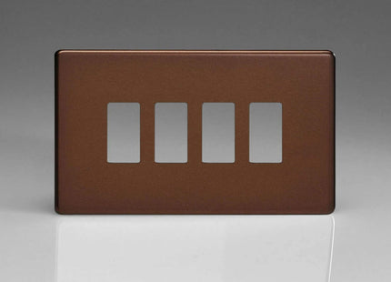 Varilight XDMPGY4S Screwless Mocha 4 Gang PowerGrid Plate (Twin Plate)