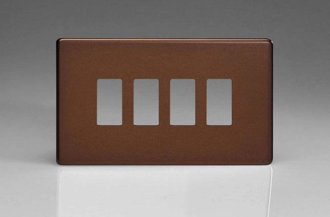 Varilight XDMPGY4S Screwless Mocha 4 Gang PowerGrid Plate (Twin Plate)