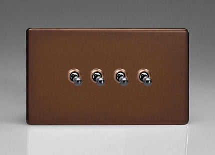 Varilight 4-Gang 10A 1- or 2-Way Toggle Light Switch (Twin Plate) Mocha XDMT9S