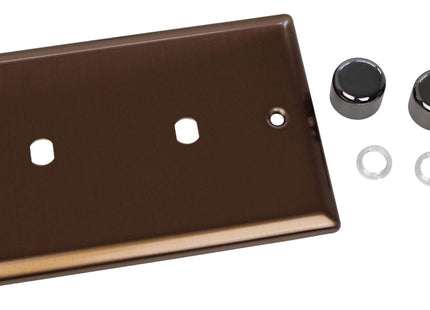 Varilight WYD2.BZ Urban Brushed Bronze 2-Gang Dimmer Plate Only + Dimmer Knobs (Twin Plate)