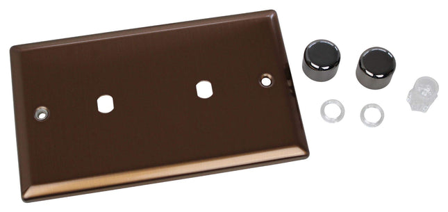 Varilight WYD2.BZ Urban Brushed Bronze 2-Gang Dimmer Plate Only + Dimmer Knobs (Twin Plate)