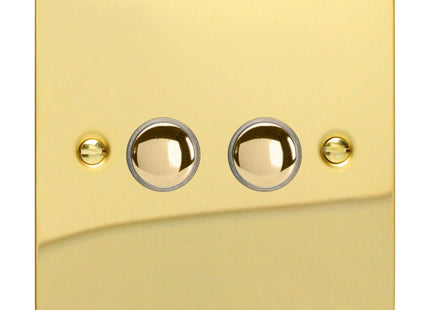 Varilight 2-Gang 6A 1-Way Push-to-Make Momentary Switch Polished Brass XFVM2