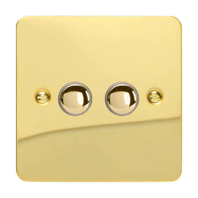 Varilight 2-Gang 6A 1-Way Push-to-Make Momentary Switch Polished Brass XFVM2