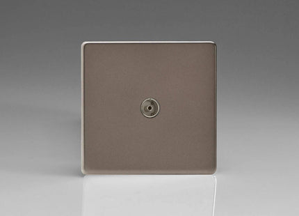 Varilight 1-Gang TV Plug Socket, Co-Axial Pewter XDR8S