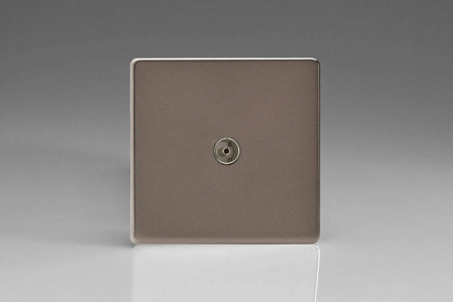 Varilight 1-Gang TV Plug Socket, Co-Axial Pewter XDR8S